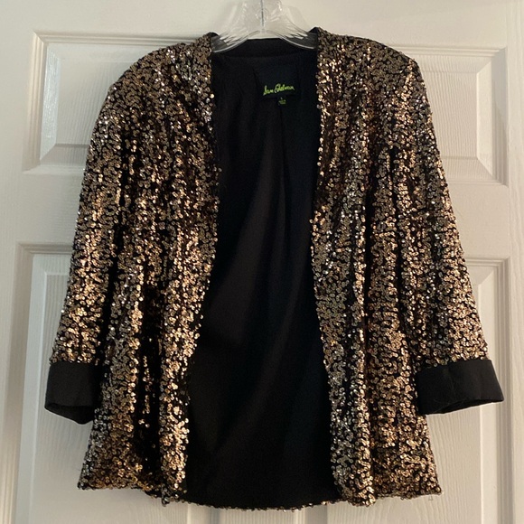 Sam Edelman Gold Sequin Blazer Jacket - Picture 1 of 4